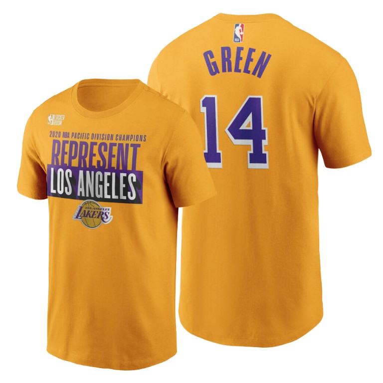Men's Los Angeles Lakers Danny Green #14 NBA 2020 West Division Champs Playoffs Gold Basketball T-Shirt PEP3483SM
